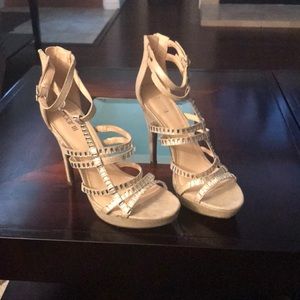 Champagne Gold platform heels. Wore once